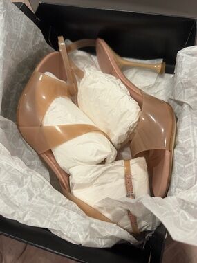 Marc Fisher Nude Clear Strap Heel Sandals claudie